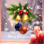 1pc/2pcs Reusable Static Cling Christmas Window Stickers Golden Bells