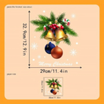 1pc/2pcs Reusable Static Cling Christmas Window Stickers Golden Bells - Image 6