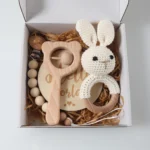 4pcs Newborn Gift Set - Baby crochet rattle Pacifier Clip, Teether, - - Image 3