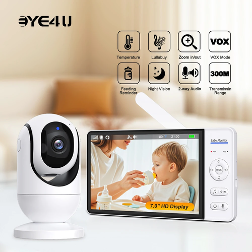 Video Baby Monitor 7inch Display Screen 2 Way Audio Talk Video