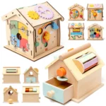 Kids Wooden Montessori House Educational Toy Busy Board Activity