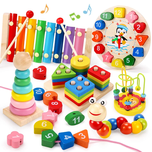 5-6pcs/set Montessori Wooden Toys for Babies Boy Girl Gift Baby