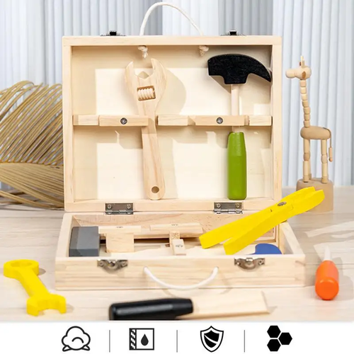 S715d6b895a2b4cfda08433faae339317c.webp Kids Montessori Tool Set Wooden Tool Kit Toolbox  Educational Toys - Image 4