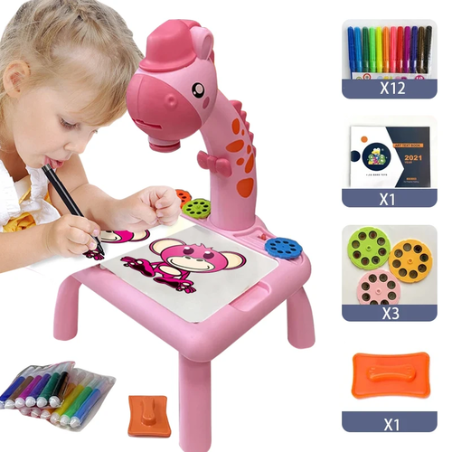 S88b0f7fe6b28495b9fbcfdb270f1765bi.webp Kids Led Projector Drawing Table Toy Art Drawing Board Painting Set - Image 5