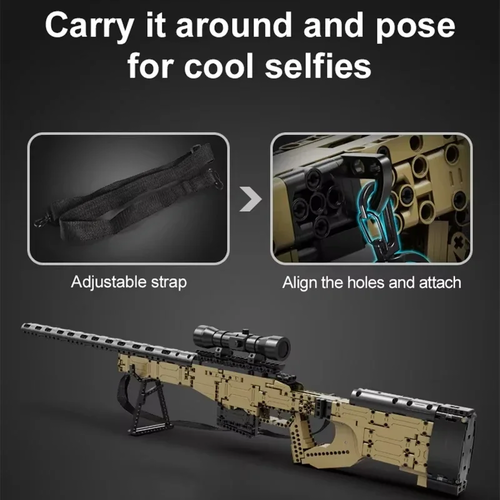 S8a10ef031ef644548c483935537b92ebf.webp Cada 979Pcs City Technical Police Military Weapon AWM Sniper Rifle - Image 5