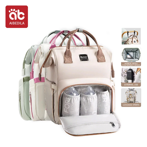 S8afacb4997f742fda9612982a88fcbaaR.webp Mommy Bag Lightweight Multifunctional Large Diaper Bag Mom Backpack - Image 2