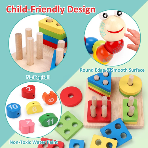 Sb4420466f6f44448b80cc78c3ddf829d7.webp 5-6pcs/set Montessori Wooden Toys for Babies Boy Girl Gift Baby - Image 4