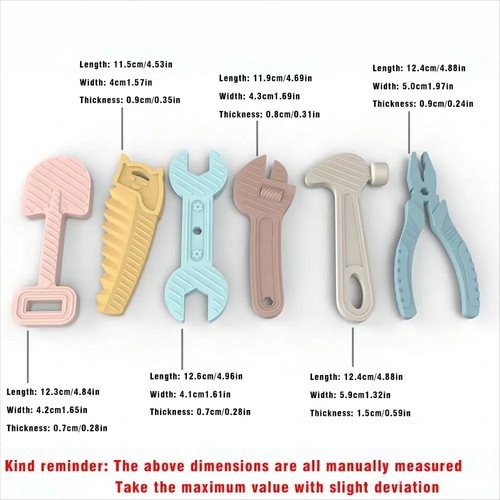 6pcs Hammer spanner pliers tool teether boilable soft silicone baby