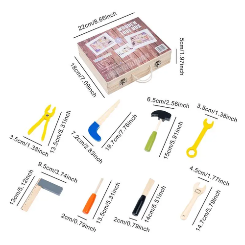 Sc62b0b3a89284f26be42544cbded23baV.webp Kids Montessori Tool Set Wooden Tool Kit Toolbox  Educational Toys - Image 6