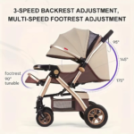 Foldable Baby Stroller Sit & Lie Portable 360° Swivel Front Wheel