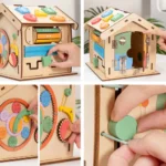 Kids Wooden Montessori House Educational Toy Busy Board Activity - Image 3