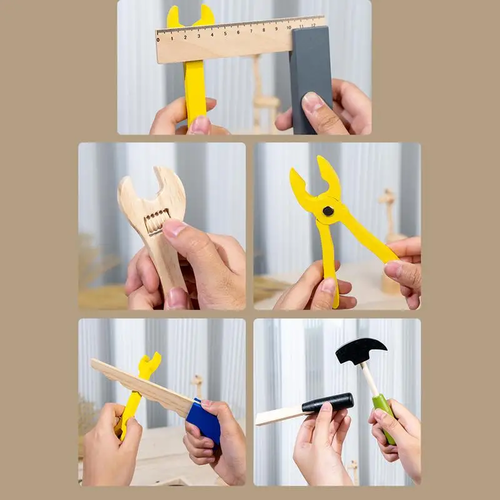Sdfbcf1733b6d4c8b8f74ad1cd5517ab9z.webp Kids Montessori Tool Set Wooden Tool Kit Toolbox  Educational Toys - Image 5
