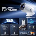 P30 PRO Smart Mini Projector Android 14 WiFi6 BT 5.0 Supports 4K 1280 - Image 3