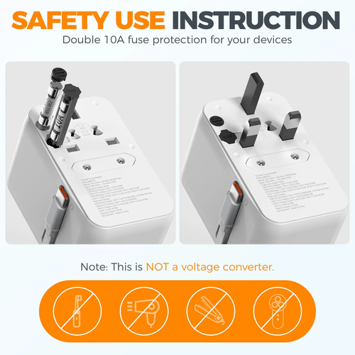Sede5528802334fdbb99c36446e4f63edq.webp TESSAN 35W Universal Travel Adapter with 2 USB 2 Type C Built-in 1 USB - Image 5