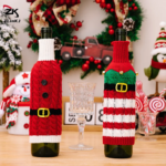 (ZYDD01) 1Pcs Winter Cute Knitted Sweater Wine Bottle Set Champagne - Image 2