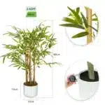 Artificial Bamboo Tree with Plastic Planter & Moss | Realistic Decorative Fake Plant | Home Bedroom Office Living Room Indoor Decor - Image 4