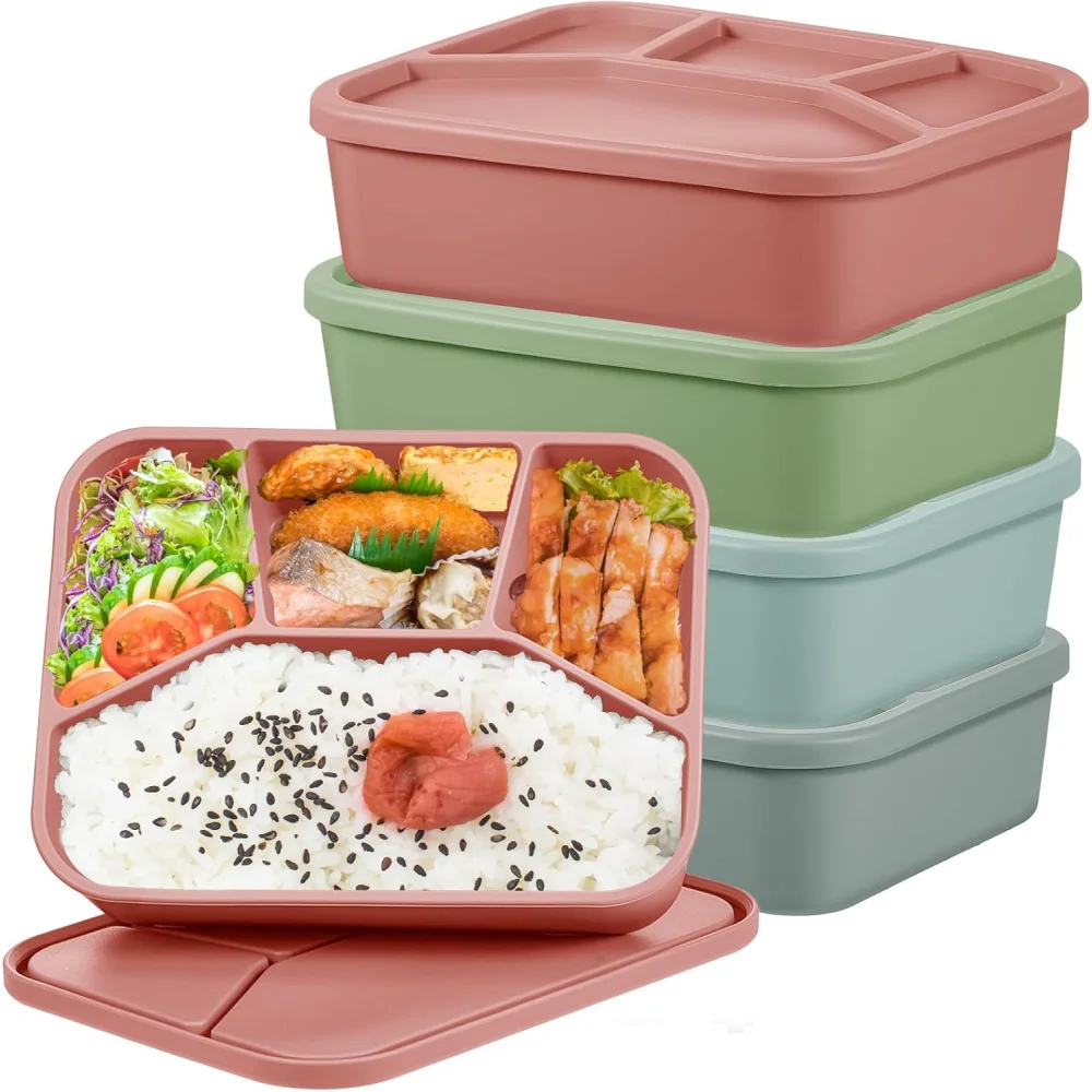 Aa6e8fe64213f464b9d6fadb4aea1ce3dO.webp Eco-Friendly Silicone Lunch Box with 4 Compartments – Leakproof, Food-Grade, BPA-Free (For Kids & Adults) - Image 1