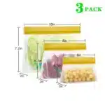 Reusable PEVA Food Storage Bags – Leakproof Stand-Up Freezer Bags (Sandwich, Snack & Quart Sizes, BPA-Free) - Image 7