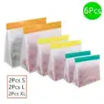 Reusable PEVA Food Storage Bags – Leakproof Stand-Up Freezer Bags (Sandwich, Snack & Quart Sizes, BPA-Free) - Image 12