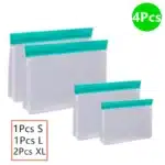 Reusable PEVA Food Storage Bags – Leakproof Stand-Up Freezer Bags (Sandwich, Snack & Quart Sizes, BPA-Free) - Image 13