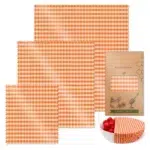 3PC/SET Beeswax Food Wraps Reusable Environmental Organic Cotton Wax Cloth Replace Household Plastic Wrap Washable Lemon Pattern - Image 12