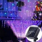 Solar Icicle Curtain Fairy Lights 3.5M | 96 LED Outdoor Waterproof IP65 String Lights | Warm White Multicolour Garden Wedding Christmas Party Eaves Decor - Image 8
