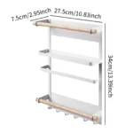 Magnetic Fridge Shelf Organiser with Hook | Moveable Space-Saving Refrigerator Side Rack | Multi-Function Magnetic Spice Rack and Kitchen Storage Holder for Fridge - Image 6
