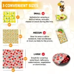 3PC/SET Beeswax Food Wraps Reusable Environmental Organic Cotton Wax Cloth Replace Household Plastic Wrap Washable Lemon Pattern - Image 3