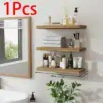 Wooden Floating Wall Shelf Art Storage Rack Rustic Wood Shelves Wall Hanging Shelf Bedroom Home Decorations Wall Mounted Modern - Image 7