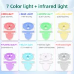LED 8 Colors Face Mask and Neck Red Light  Near Infrared Therapy Anti Aging Wrinkle Acne Pore Oil Control Skin Tighten Whiten - Image 2