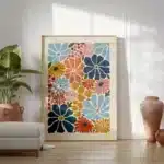 Vintage Boho Flower Art Poster | Botanical Wall Art Print | Abstract Canvas Painting | Living Room Home Decoration Wall Decor - Image 4