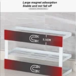 2 Layer Magnetic Refrigerator Shelf Organiser | Wall Mounted Metal Fridge Side Storage Rack | Kitchen Seasoning Bag and Spice Organiser for Fridge and Kitchen Wall - Image 4