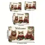 3 Cats Christmas Welcome Doormat | Machine Washable Polyester Rug with Anti-Slip PVC Backing | Fade Resistant Holiday Decor Mat for Door Porch Kitchen and Living Room - Image 6