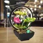Tabletop Water Fountain with LED Ring Light | USB Powered Desktop Waterfall Fountain with Natural Rocks | Indoor Relaxation Meditation Fountain for Home and Office Decor - Image 8