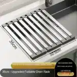 304 Stainless Steel Sink Drain Rack Foldable Telescopic Dish Drainer UK - Image 7