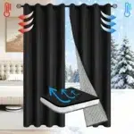 1panel 100% Blackout Winter Curtain, Solid Colour Warm Curtains for Living Room, Bedroom, Add Cotton Curtains Grommet Top