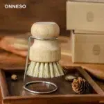 Natural Wooden Pot and Bowl Brush Set with Draining Stand | Eco-Friendly Sisal and Coconut Palm Plant Fibre Kitchen Scrub Brush | Zero Waste Dish Cleaning Tool - Image 3
