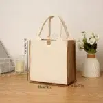 DIY Blank Canvas Tote Bag for Painting and Crafts | Large Plain Burlap-Style Reusable Shopping Bag | Eco-Friendly Handheld Craft Bag for Women - Image 2