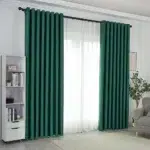 Dark Green Blackout Curtains 90% Room Darkening | Thermal Insulated Grommet Drapes | Elegant Solid Colour Polyester Blackout Panel for Bedroom and Living Room - Image 4