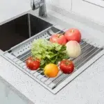 Foldable Stainless Steel Dish Drainer Roll Up Drying Rack Kitchen Sink Organizer UK - Image 14