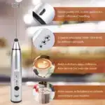 USB Electrical Milk Frothers Electric Handheld Blender with Mini Coffee Maker Whisk Mixer for Coffee Cappuccino Cream Foamer - Image 2