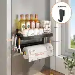 2 Layer Magnetic Refrigerator Shelf Organiser | Wall Mounted Metal Fridge Side Storage Rack | Kitchen Seasoning Bag and Spice Organiser for Fridge and Kitchen Wall - Image 9
