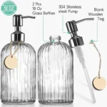 1pcs 400ml Glass Soap Dispenser Refillable Hand Soap Dispenser Premium Bathroom Soap Dispenser for Bathroom Kitchen Decor - Image 2