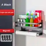 2 Layer Magnetic Refrigerator Shelf Organiser | Wall Mounted Metal Fridge Side Storage Rack | Kitchen Seasoning Bag and Spice Organiser for Fridge and Kitchen Wall - Image 14