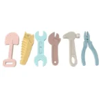 6pcs Hammer spanner pliers tool teether boilable soft silicone baby baby biting gum music teething stick anti-eating hand - Image 5