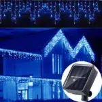 Solar Icicle Curtain Fairy Lights 3.5M | 96 LED Outdoor Waterproof IP65 String Lights | Warm White Multicolour Garden Wedding Christmas Party Eaves Decor - Image 9