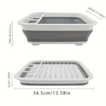 Space-Saving Collapsible Dish Drying Rack with Utensil Holder, Portable Folding Sink Drainer for Home, RV, Camping - 1pc - Image 2