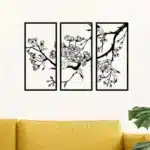 Metal Wall Art: 3Pcs Peach Blossom for Decor" Adorn your walls for Christmas and beyond. - Image 3