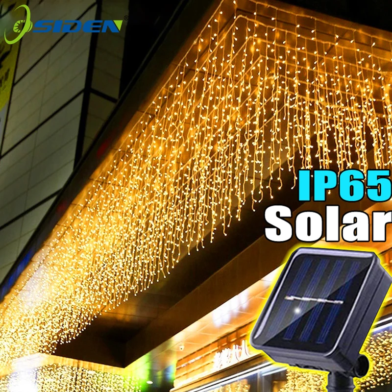 S47c859b3de014ef58dcb79350ab6f8ddG.webp Solar Curtain Icicle Light 3.5M Eaves Decor Outdoor Fairy String Lights Wedding Party Christmas Stair Decor Garden Garlands - Image 1