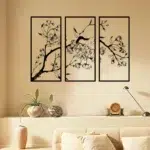 Metal Wall Art: 3Pcs Peach Blossom for Decor" Adorn your walls for Christmas and beyond.